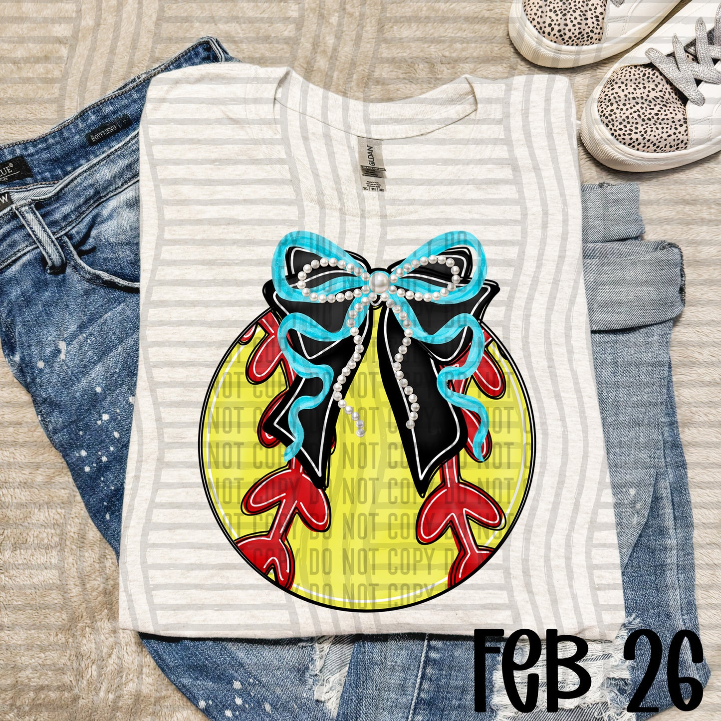 VARIETY COLOR SOFTBALL BOW TEES