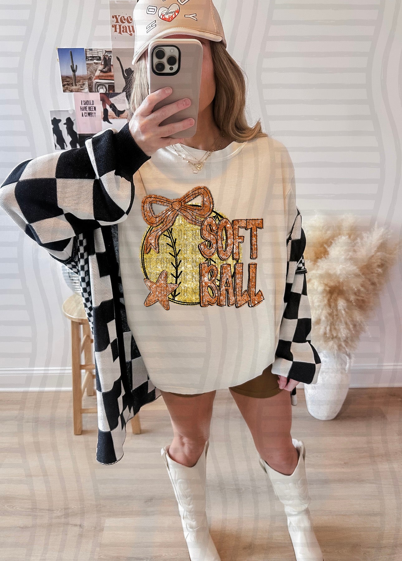 FAUX SEQUIN SOFTBALL TEE