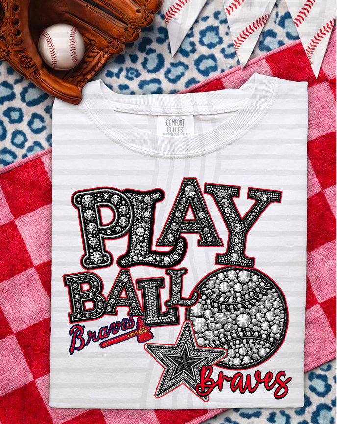MLB RHINSTONE PLAY BALL TEE