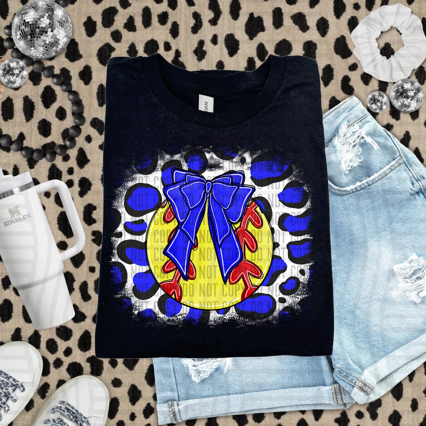 SOFTBALL LEOPARD BACKGROUND TEE