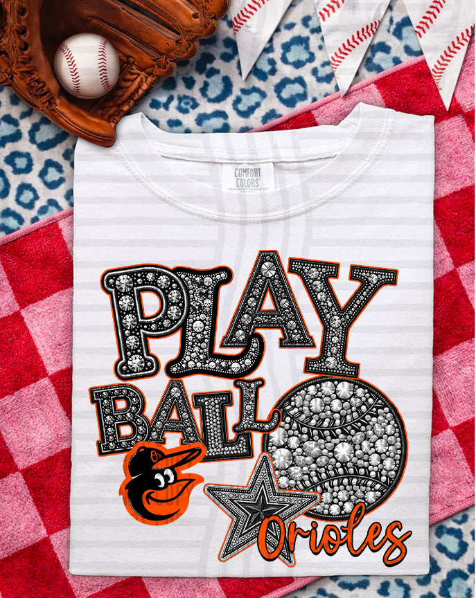 MLB RHINSTONE PLAY BALL TEE