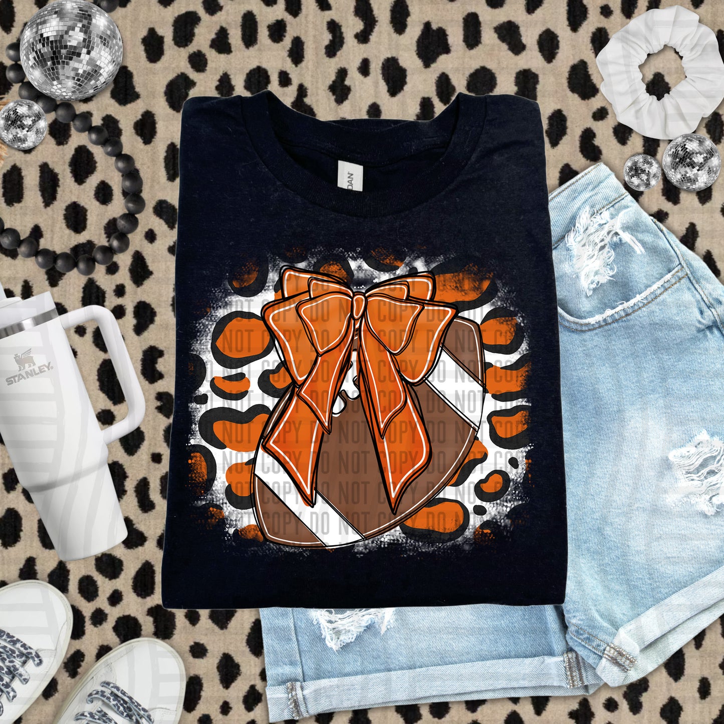 FOOTBALL LEOPARD BACKGROUND TEE
