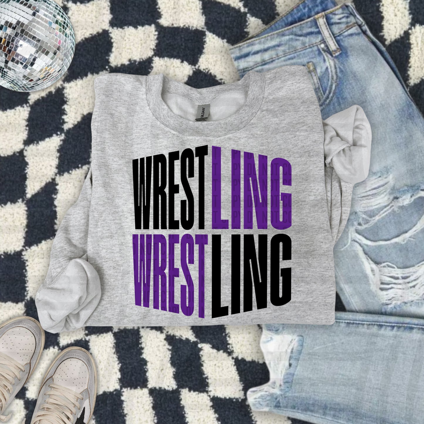 WRESTLING WORD ART TEE