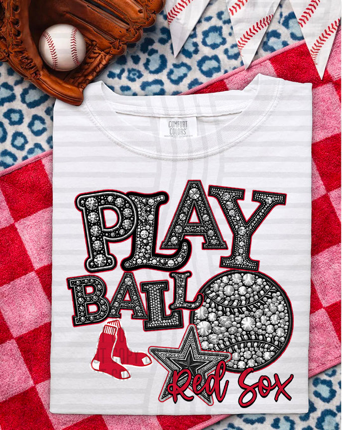 MLB RHINSTONE PLAY BALL TEE