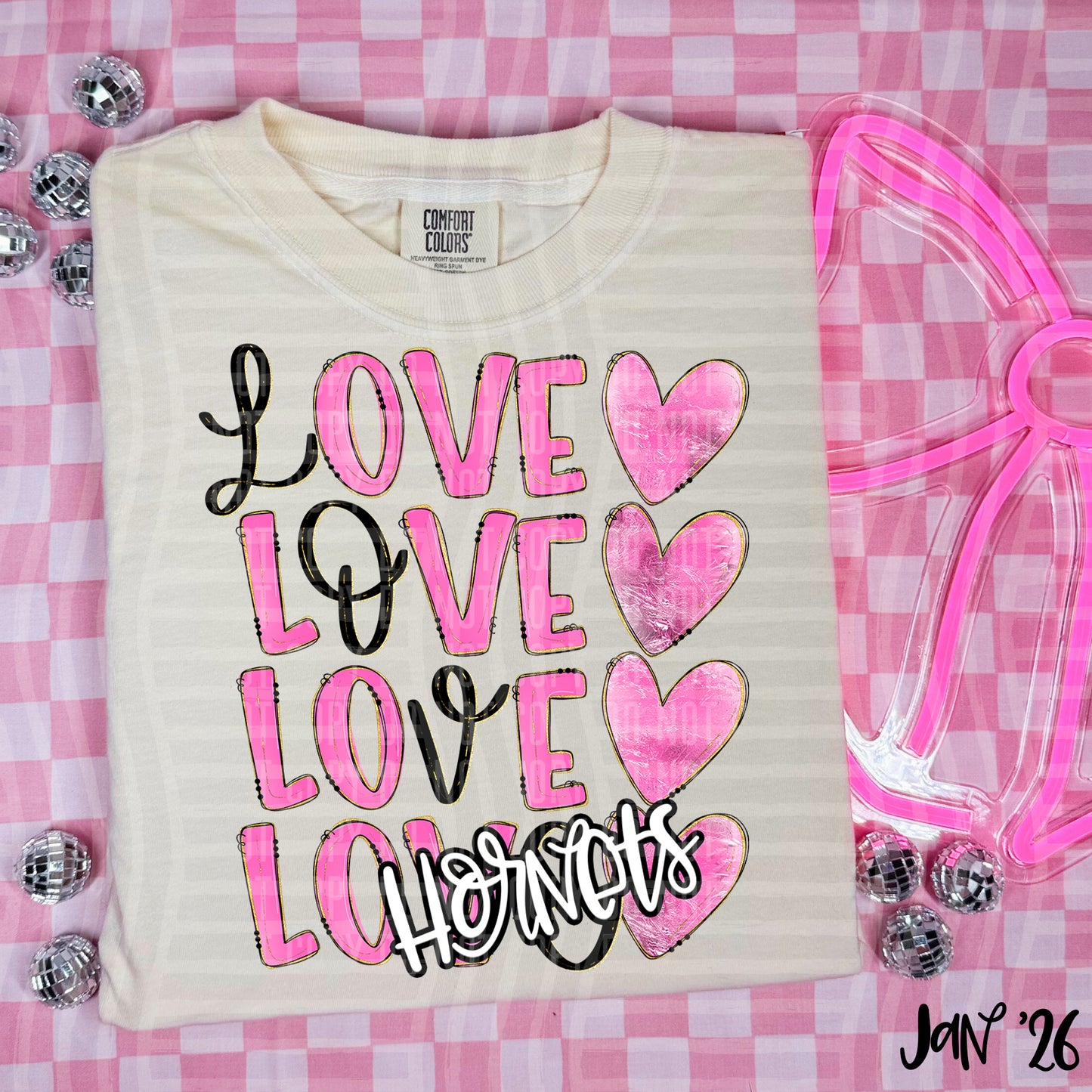 LOVE STACKED PINK TEES