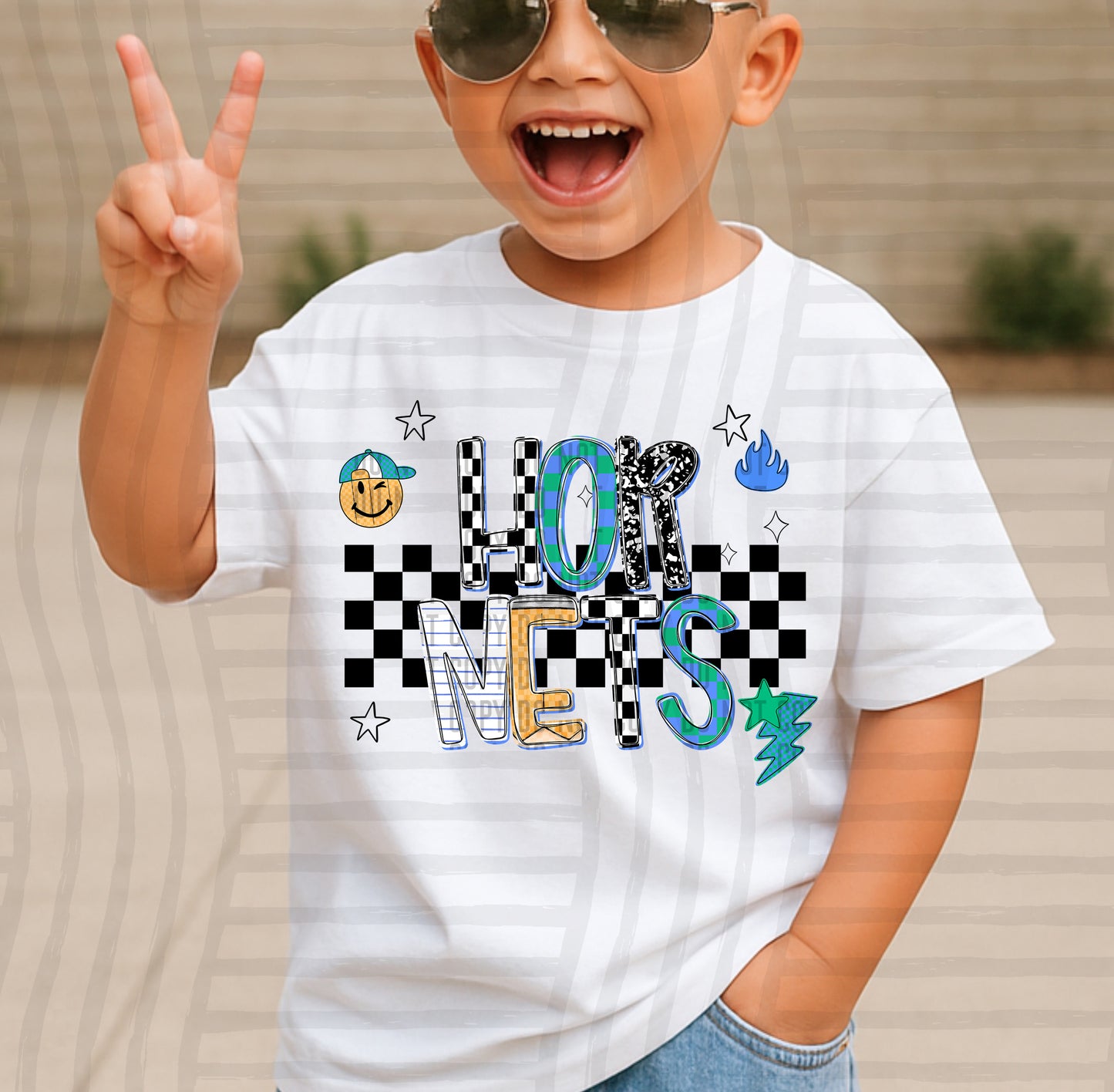 CHECKERED SCHOOL MASCOTS TEE