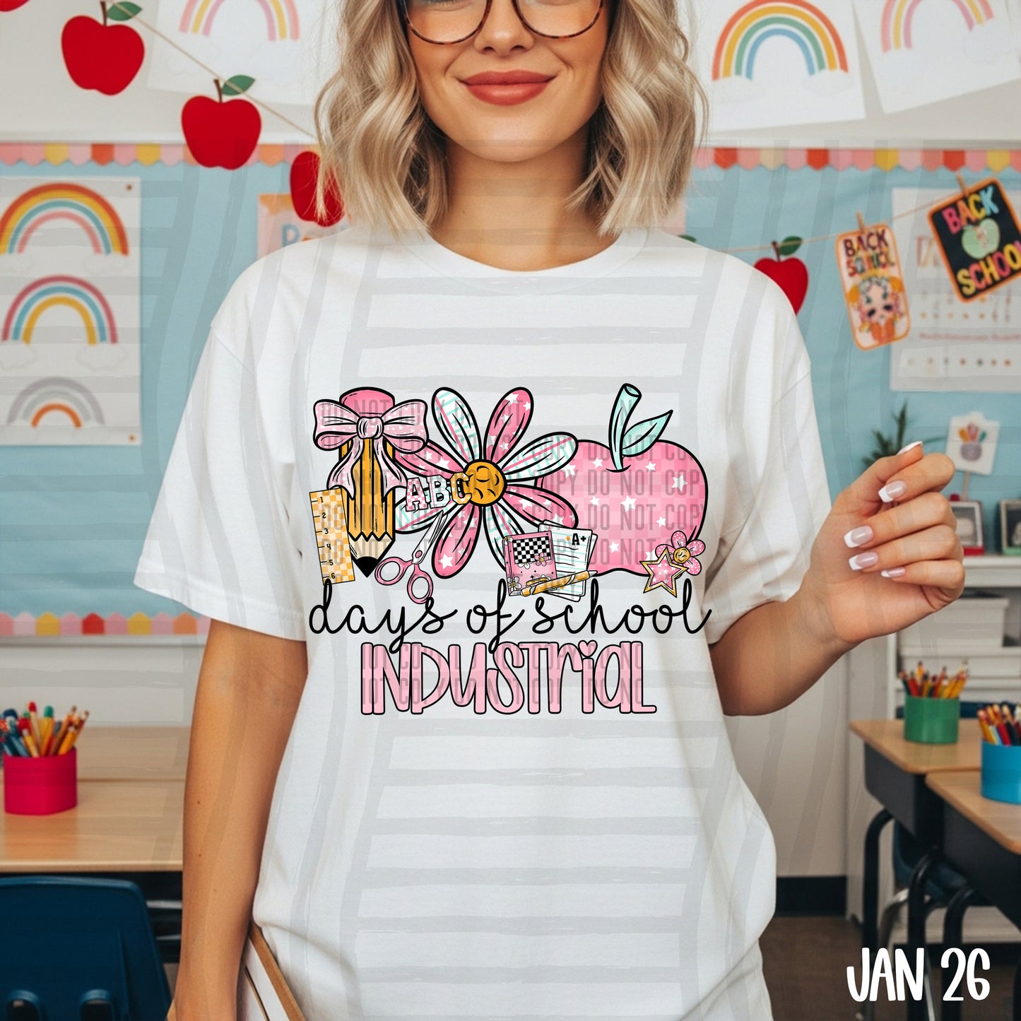 100 DAY OF SCHOOL GIRLY MASCOT TEE