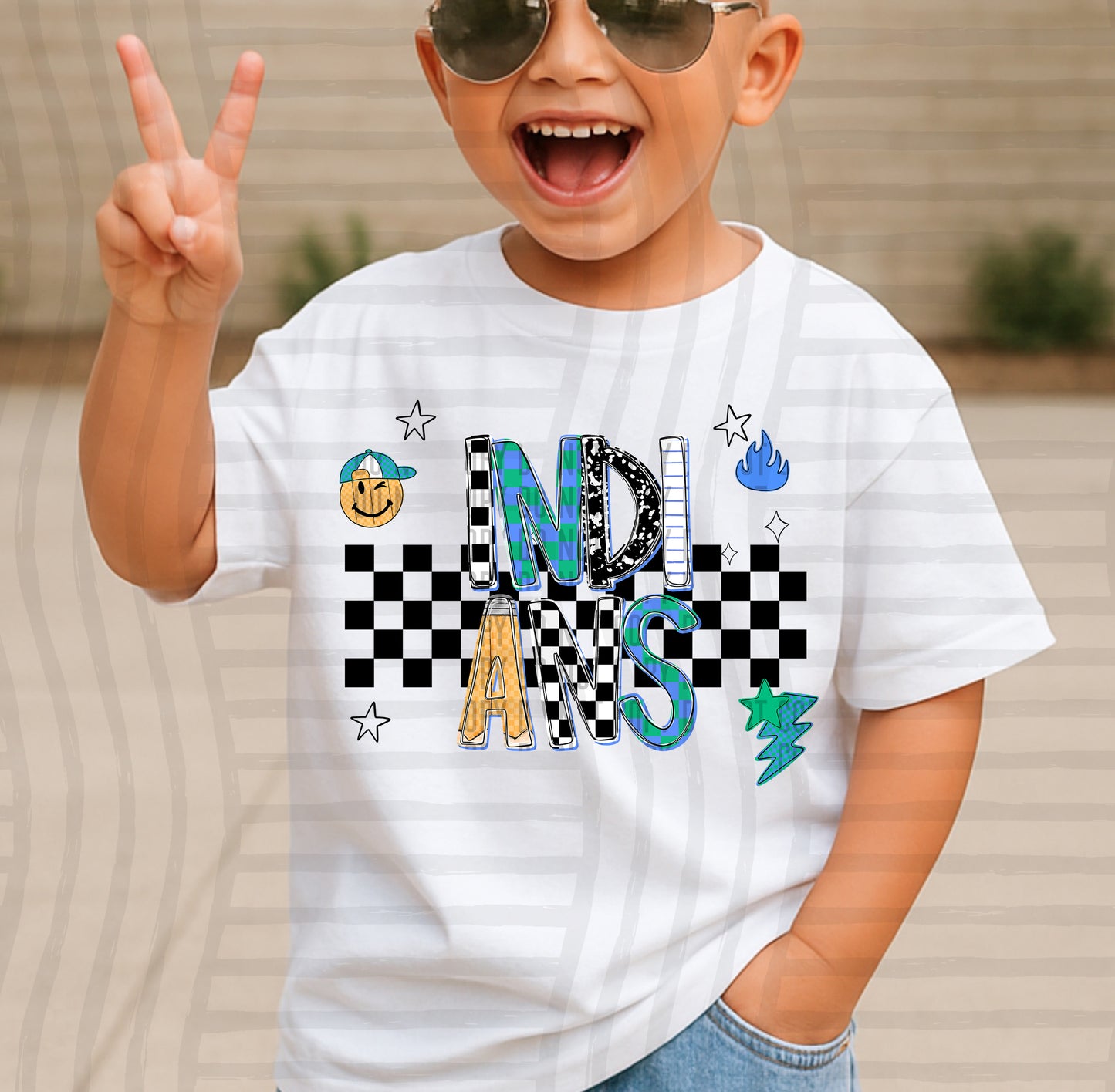 CHECKERED SCHOOL MASCOTS TEE
