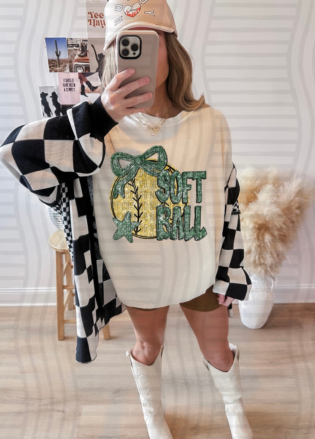 FAUX SEQUIN SOFTBALL TEE