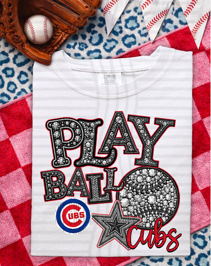 MLB RHINSTONE PLAY BALL TEE
