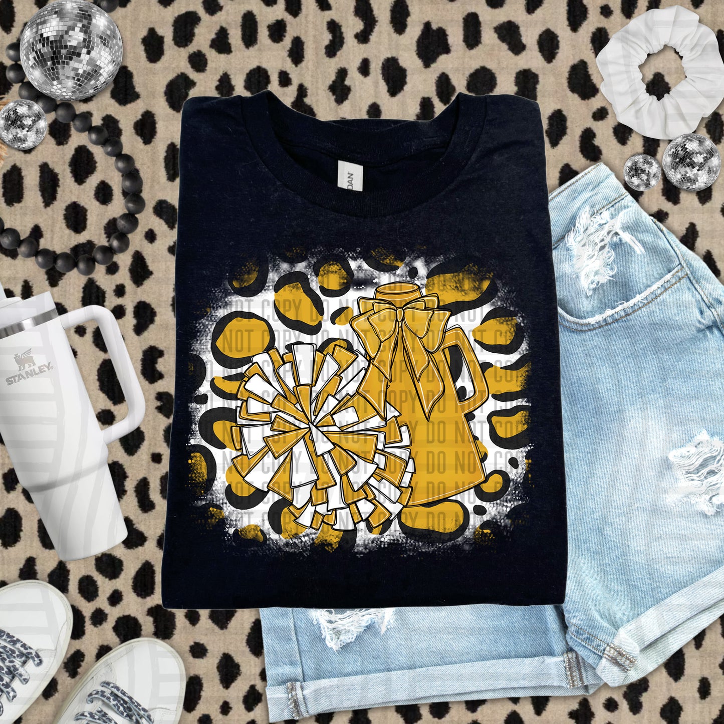 CHEER LEOPARD BACKGROUND TEE