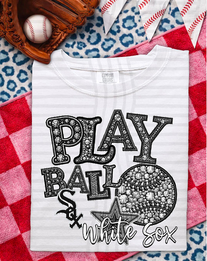 MLB RHINSTONE PLAY BALL TEE