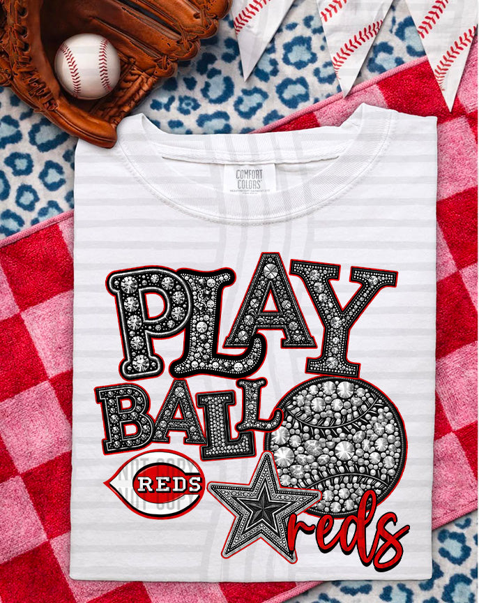MLB RHINSTONE PLAY BALL TEE