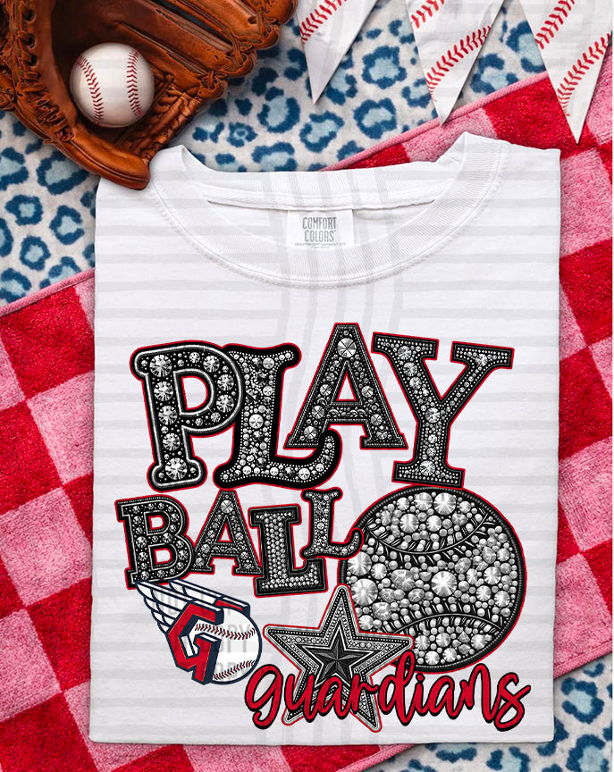 MLB RHINSTONE PLAY BALL TEE