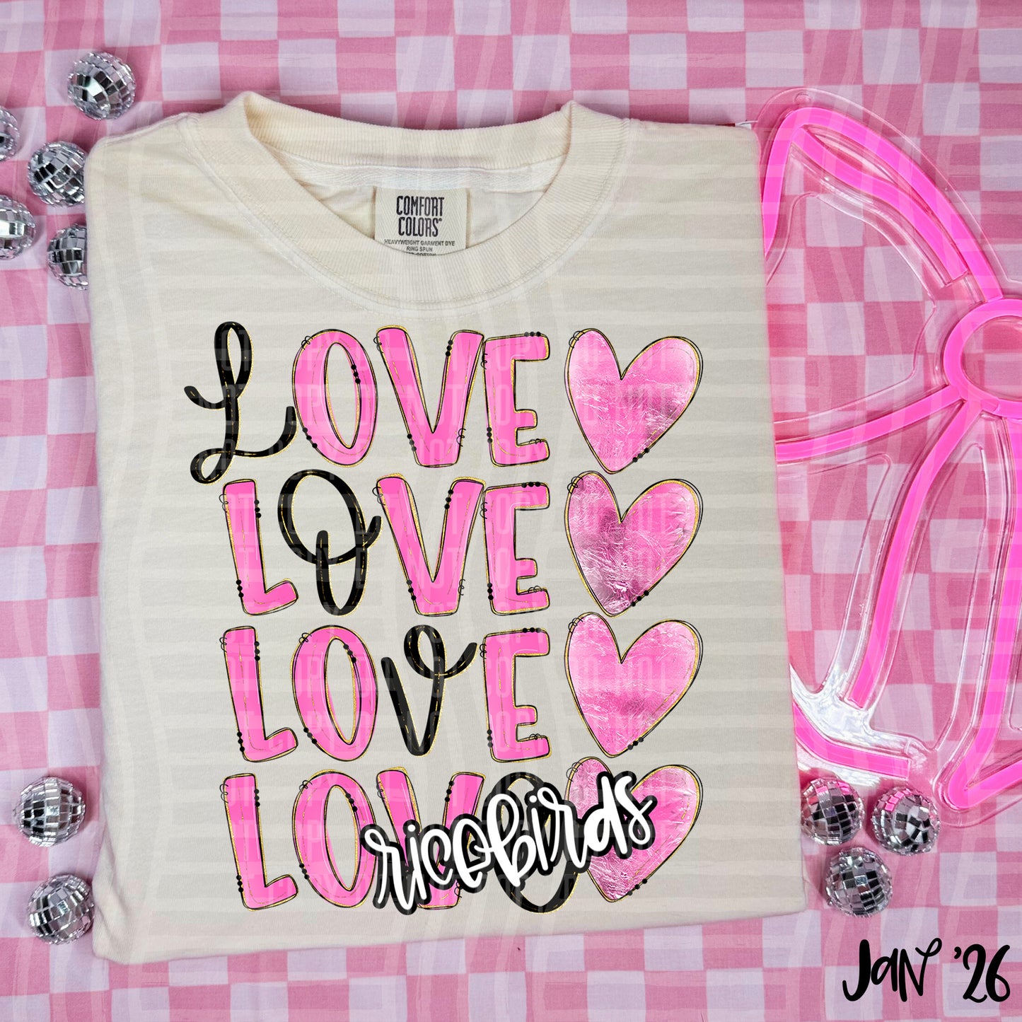 LOVE STACKED PINK TEES