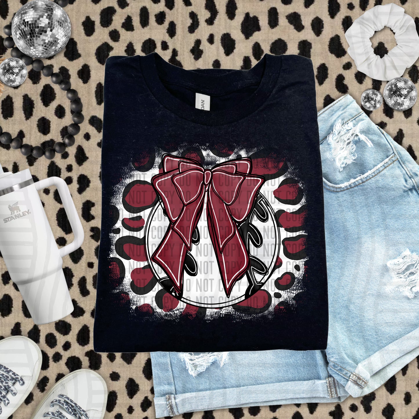 BASEBALL LEOPARD BACKGROUND TEE