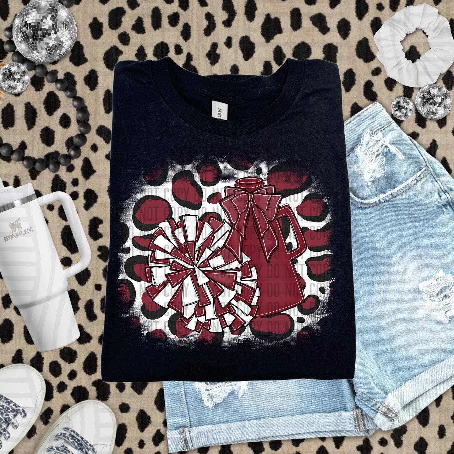 CHEER LEOPARD BACKGROUND TEE