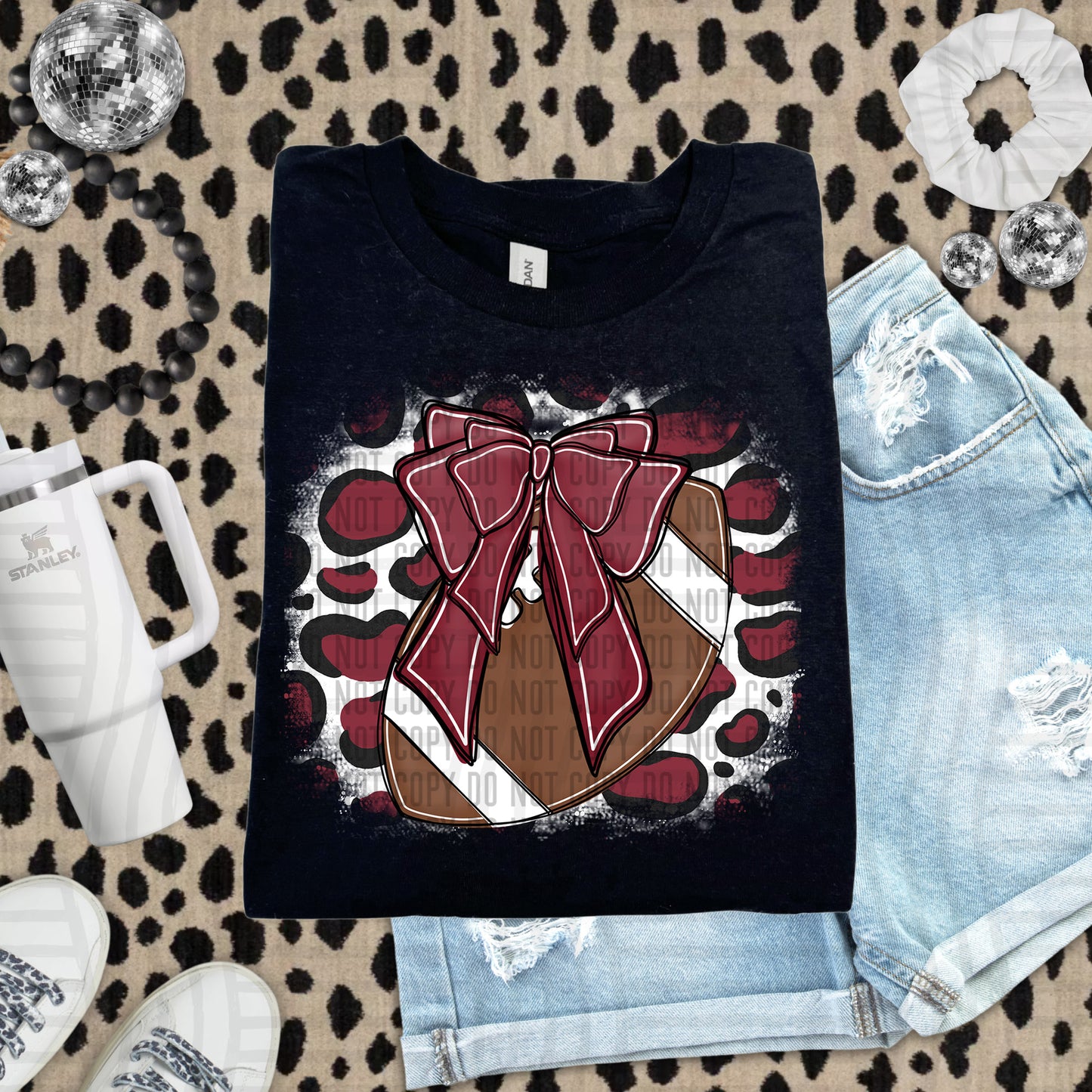 FOOTBALL LEOPARD BACKGROUND TEE