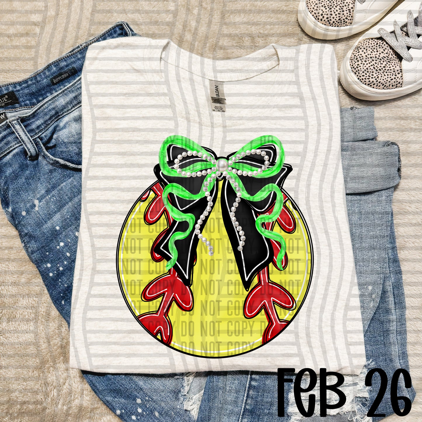 VARIETY COLOR SOFTBALL BOW TEES