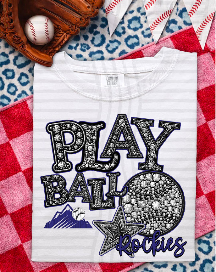 MLB RHINSTONE PLAY BALL TEE