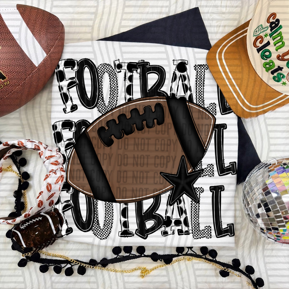 TRI STACKED FOOTBALL TEES-20+ COLORS