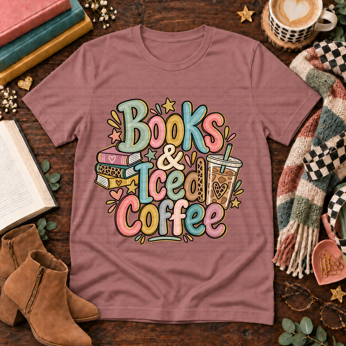 BOOKS AND ICED COFFEE PRINT ONLY