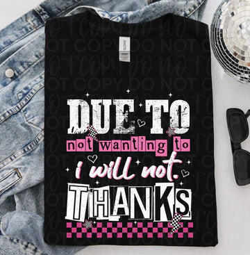 DUE TO NOT WANTING TO TEE