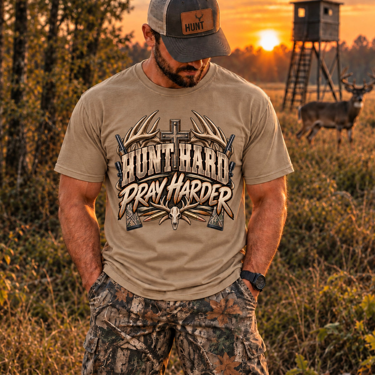 HUNT HARD PLAY HARDER TEE