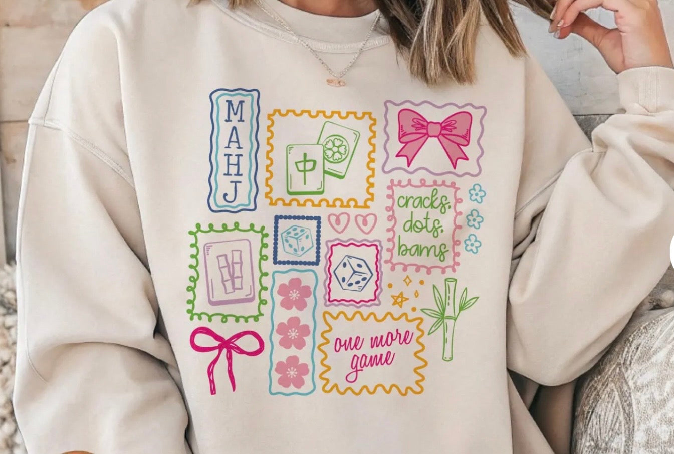 MAHJONG TEE W BOWS