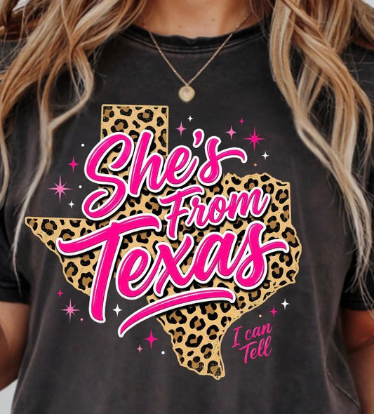 PINK SHE'S FROM TEXAS TEE