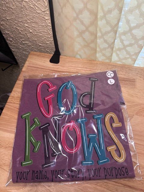 LARGE COMFORT COLORS GOD KNOWS TEE