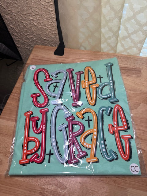 LARGE COMFORT COLORS SAVED BY GRACE TEE