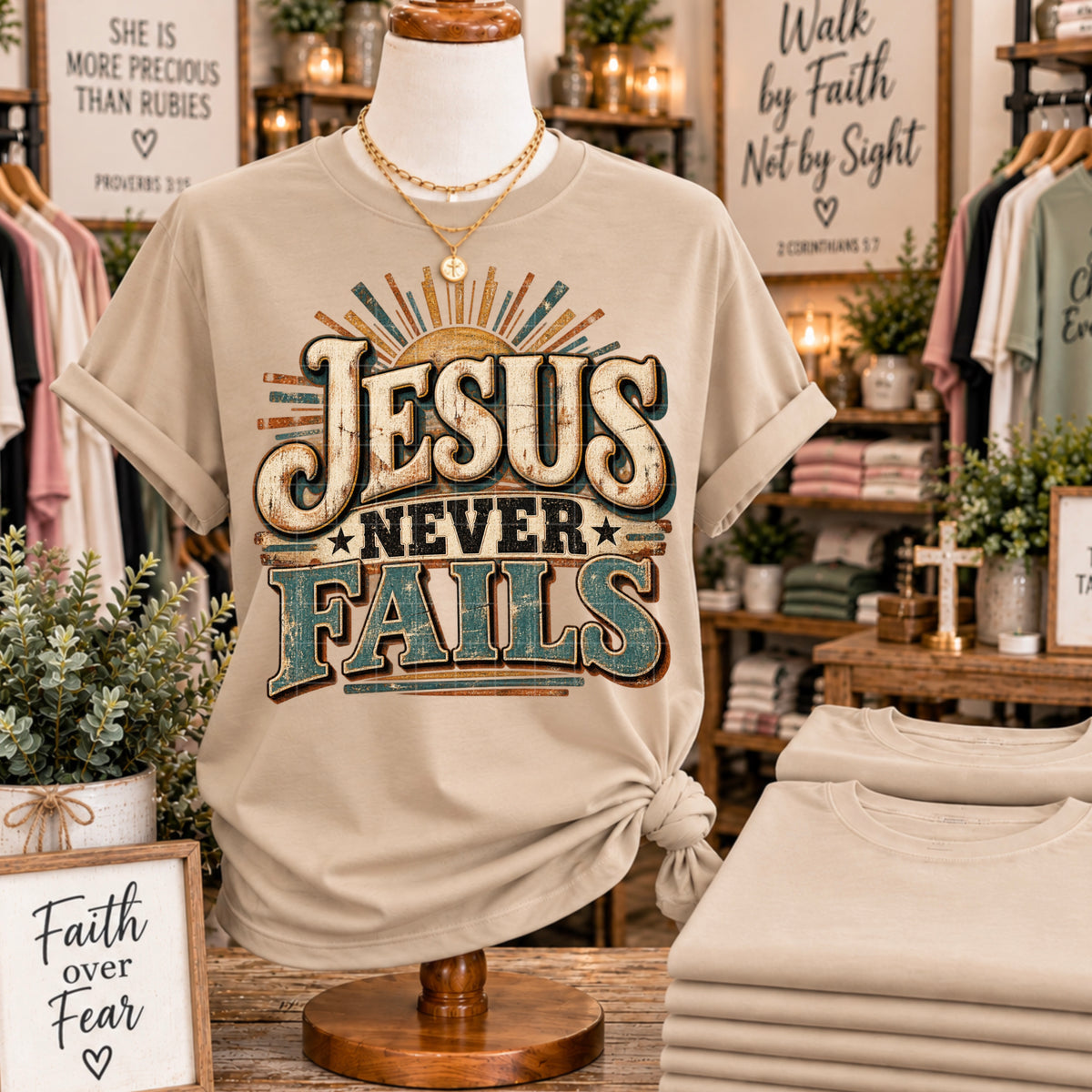 JESUS NEVER FAILS TEE