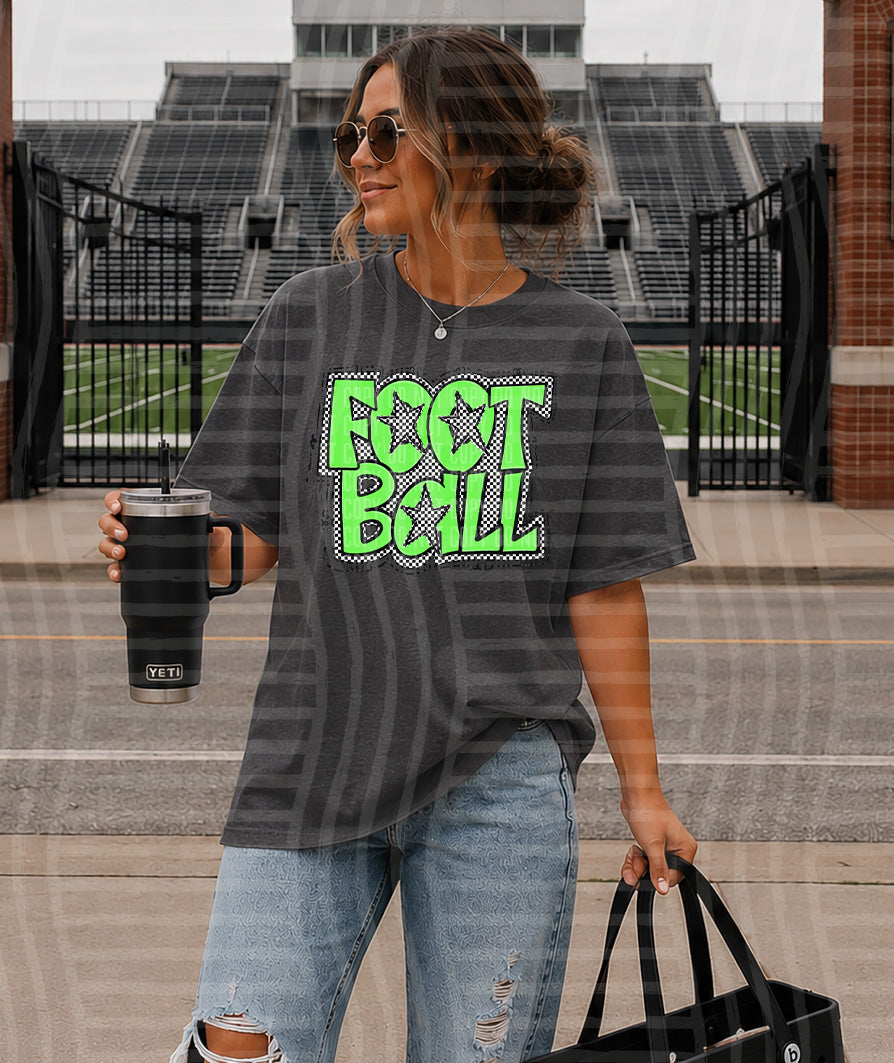 PREPPY CHECKER FOOTBALL W STARS TEES -25 COLORS