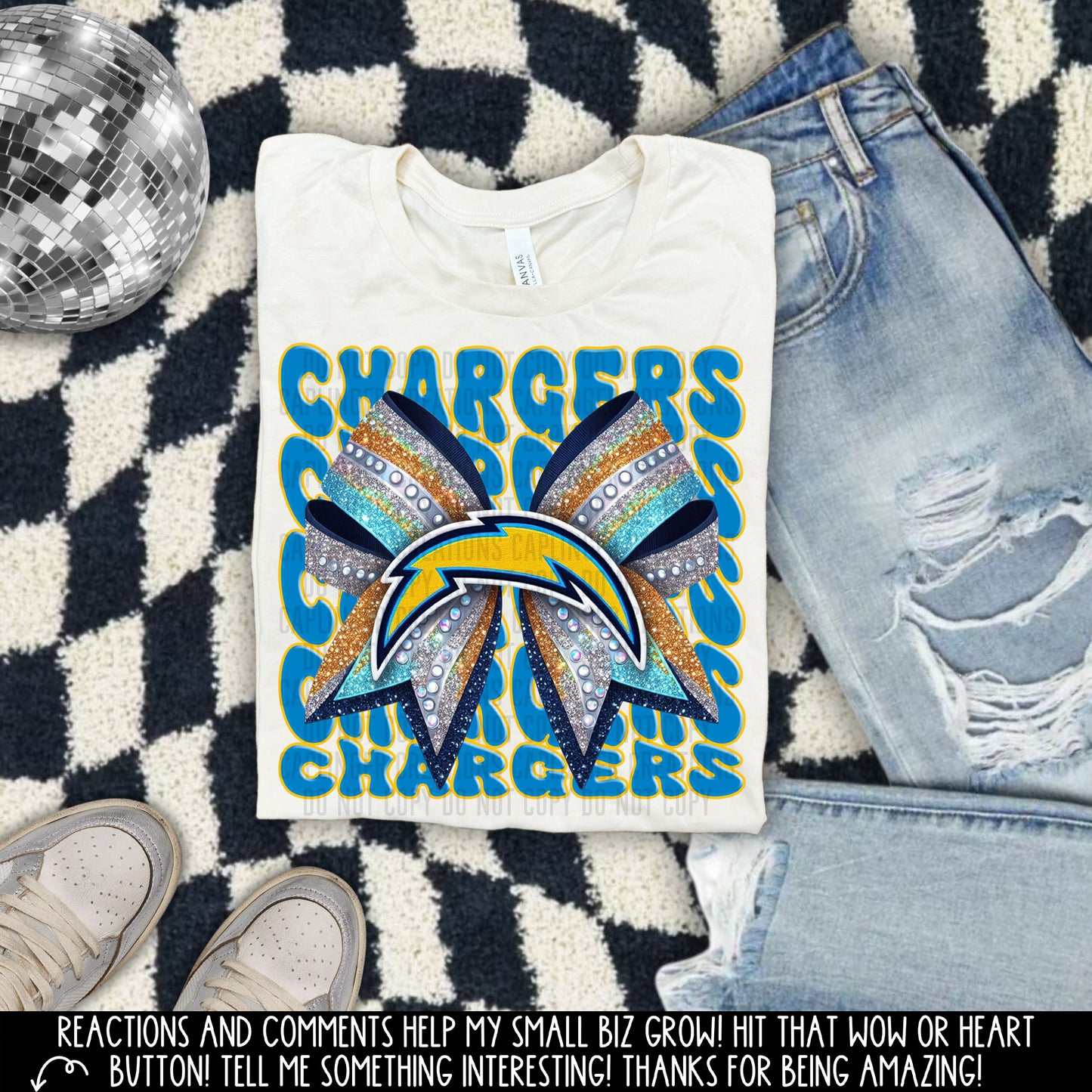 NFL GLITTER BOW TEE