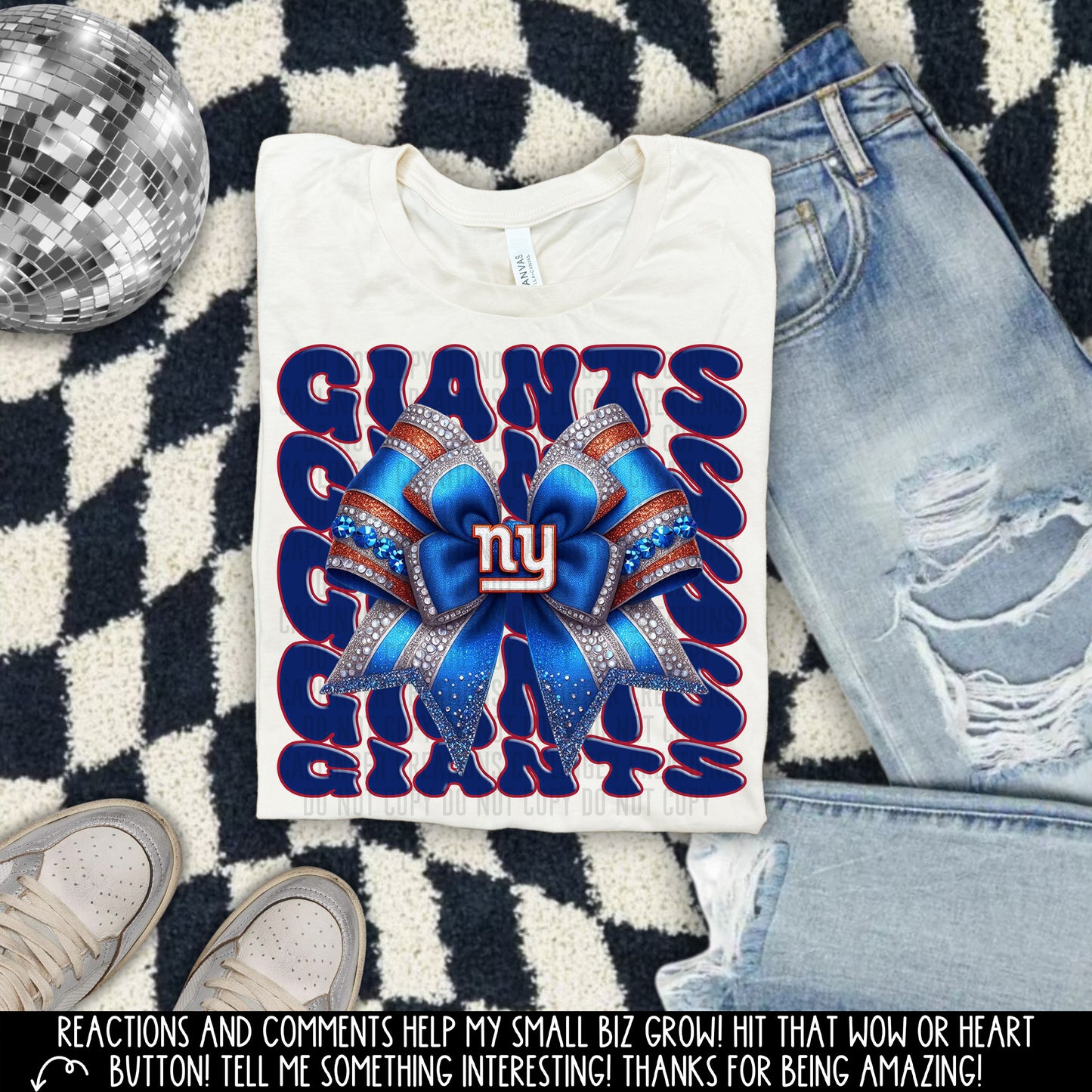 NFL GLITTER BOW TEE